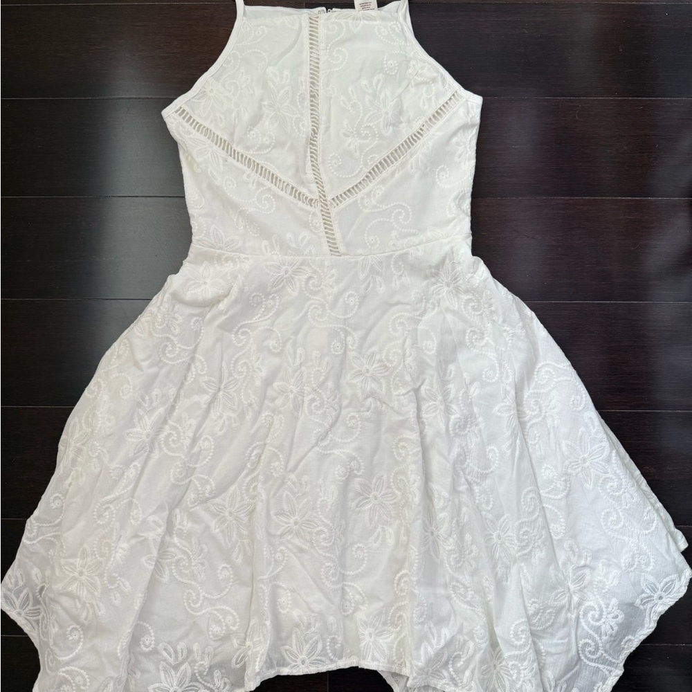 Altar'd State Cream Midi Sundress with Halter Neckline and Sleeveless Design